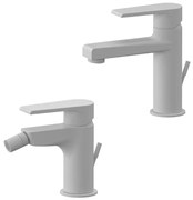 Set miscelatori lavabo e bidet bianco opaco Mariani Artic scarico incluso