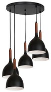 Lampadario a sospensione con filo NOAK WOOD 5xE27/60W/230V nero/legno scuro