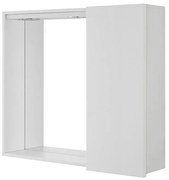 Specchio contenitore 68x61 cm bianco lucido con anta a destra e LED