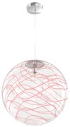 Sospensione Contemporanea Moon Metallo Cromo Vetro Rosso 1 Luce E27 D.40Cm