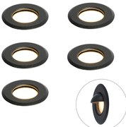Set di 5 faretti da incasso moderni neri con LED IP67 - Linsey