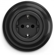 Kliklap - Presa domestica in stile retrò con cornice SCHUKO 230V/16A nera