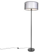 Lampada da terra nera paralume bianco nero 47cm - SIMPLO