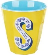 Bicchiere melammina giallo lettera S 280 ml Maiolika