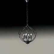 Lampadario in ferro laccato nero con decorazione argento 4 luci  ne...