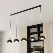 EMIBIG LIGHTING Lampada a sospensione Seco, lunghezza 116 cm, nero, metallo/legno, a 5 luci.
