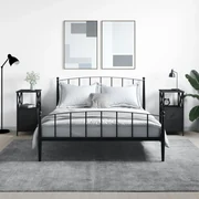 Comodini 2 Pz Neri 34x35,5x70 Cm İn Legno Multistrato /