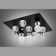 Brillante plafoniera quadrata nera con sfere cromate, led 40w, lume...