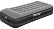67401 Airbed Tritech Bicolor Nero-Grigio Singolo Floccato Cm 191X97X46 Pompa Elettrica Integrata e Sacca - Bestway