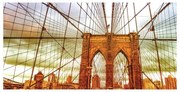 Stampa su tela Tramonto ponte di Brooklyn, multicolore 100 x 50 cm