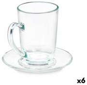 Tazza con Piatto Trasparente Vetro 200 ml (6 Unità)