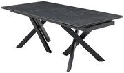 Tavolo da pranzo allungabile da 8 a 12 coperti in Vetro temperato e Ceramica Effetto marmo Nero - MARISO