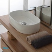 Lavabo D'Appoggio In Ceramica Bianco Lucido Da 55,5 cm