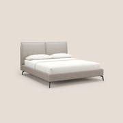 Cloe letto imbottito con piedi in metallo sfoderabile in tessuto fiammato impermeabile T06 tortora