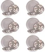 Servizio 18 piatti porcellana grigio fiori Antea