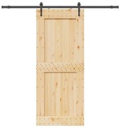 Porta Scorrevole Con Set Hardware 95x210 Cm Legno Massello Pino /