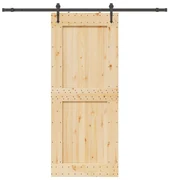 Porta Scorrevole Con Set Hardware 95x210 Cm Legno Massello Pino /