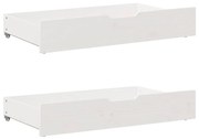Cassettoni Da Letto 2 Pz Bianchi 90x55x16cm Legno Massello Pino /