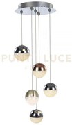 Sospensione a cinque pendenti atomo md14003057-5amix cromo/rame/oro