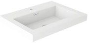 Lavabo da incasso con bordo a vista d'appoggio bacino al centro rettangolare Nantes L 61 x H 6 x P 46 cm in resina bianco