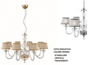 Lampadario in vetro bach 8 luci lp.bach-8cp-cr cromato con paralumi