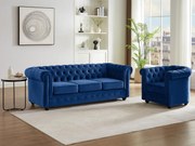Poltrona CHESTERFIELD in velluto Blu notte