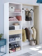 Armadio Guardaroba 158x40x187h in Rovere Chiaro e Bianco con Ripiani e Appendiabiti