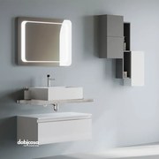 Mobile Bagno Sospeso "New Karma Due" Composto Da Un Top 80 Cm Ed Un Cassetto Bianco Opaco Da 80 Cm