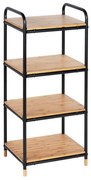 Scaffale da bagno nero in metallo con 4 ripiani in bambù 42x94,5 cm Loft - Wenko