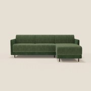 Narciso divano letto angolare con materasso alto 18 cm e penisola contenitore in tessuto bicolore impermeabile T11 e T06 verde - verde