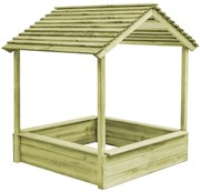 Casetta Da Giardino Con Sabbiera 128x120x145cm İn Legno Di Pino /