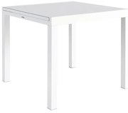 Tavolo da giardino allungabile Lyra II NATERIAL in alluminio bianco con piano in vetro per 6 persone 90/160x90cm