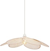 Lampada a sospensione Japandi color crema con paralume in lino - Aisha