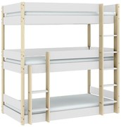 Letto da bambini a castello bianco/di colore naturale 90x190 cm Valka – Marckeric
