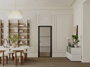 Blocco porta reversibile H204 x L93 cm in Alluminio e Vetro fumé Nero - MASERU