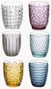 Set di 6 bicchieri acqua con motivo in rilievo Geometrie