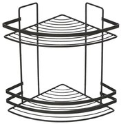 Mensola doccia angolare nero con 2 ripiani e ganci a parete inclusi