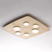 Plafoniera in metallo laccato bianco con decorazione oro antico e d...