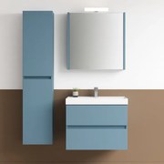Mobile bagno sospeso con lavabo L 59.5 x H 50 x P 45.5 cm laccato opaco blu pacifico 2 cassetti per vasca centrale Kora