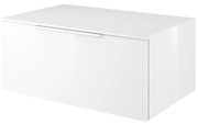 Mobile da bagno sotto lavabo Neo bianco laccato lucido L 75 x H 33 x P 48 cm 1 cassetto, lavabo non incluso