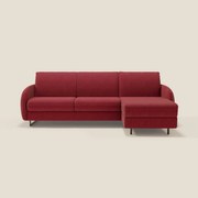 Ninfea Divano Letto Angolare con Penisola Contenitore e Materasso H18 cm - piedini in metallo e Tessuto impermeabile T03 rosso