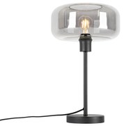 Lampada da tavolo art deco nera con vetro fumé - Bizle