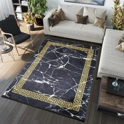 Tappeto di tendenza nero con motivo geometrico oro Larghezza: 80 cm | Lunghezza: 150 cm