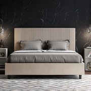 Letto con rete imbottito 160x200 similpelle tortora Goya