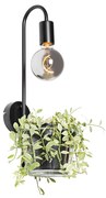 Applique moderna nera con vetro - Roslini