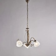 Lampadario in ferro laccato marrone con decorazione oro antico e di...