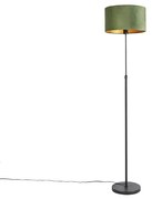 Lampada da terra nera con paralume in velluto verde con oro 35 cm - Parte