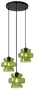 Lampada a sospensione retrò nera con vetro verde a 3 luci - Denise