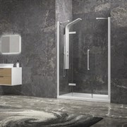 Porta doccia 150cm battente e 2 fissi colore bianco | KT6000B - KAMALU