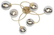 Plafoniera moderna oro 6 luci vetro fumé - Athenas